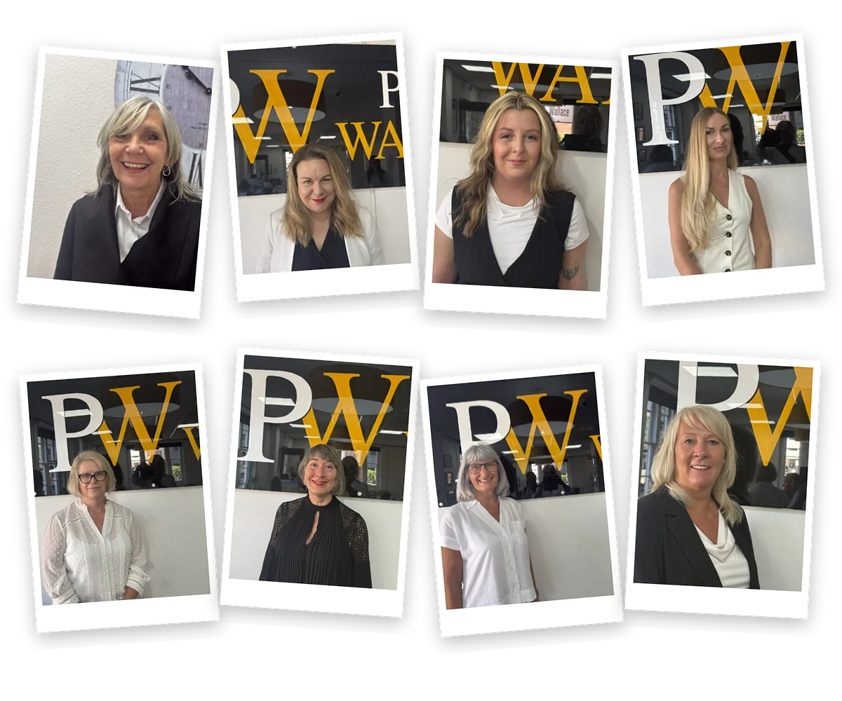 The Price Wallace team: Christine Hill, Ruth Carter, Emma Maddox, Monika Rybacka, Sally Day, Margaret Mason, Paula Bailey and Janey Rainbow